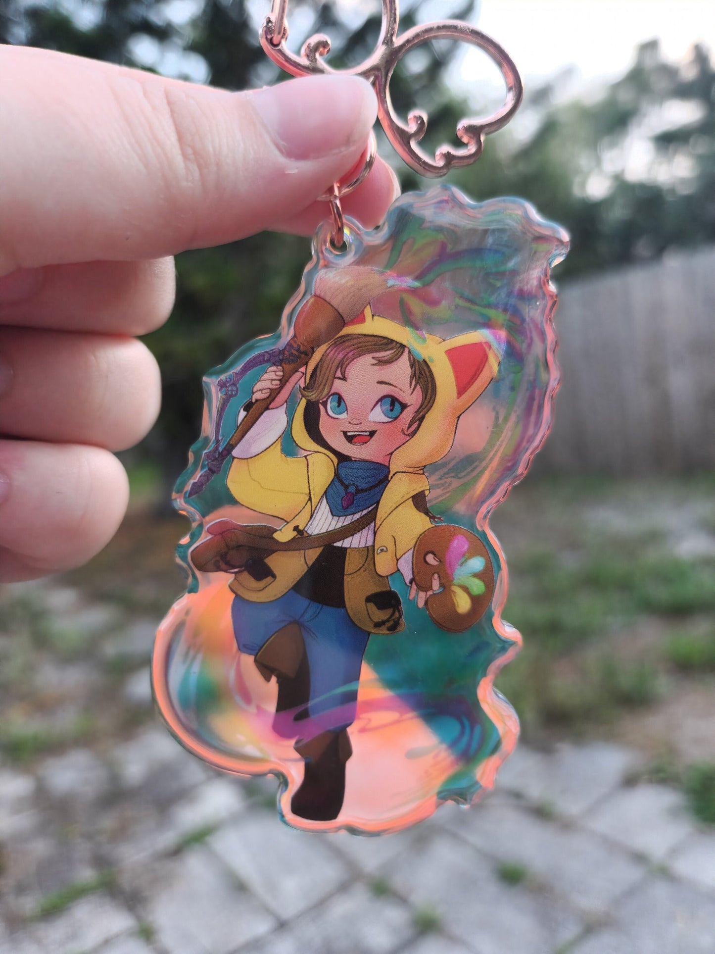 FFXIV Krile Pictomancer Dawntrail Rainbow Acrylic Keychain