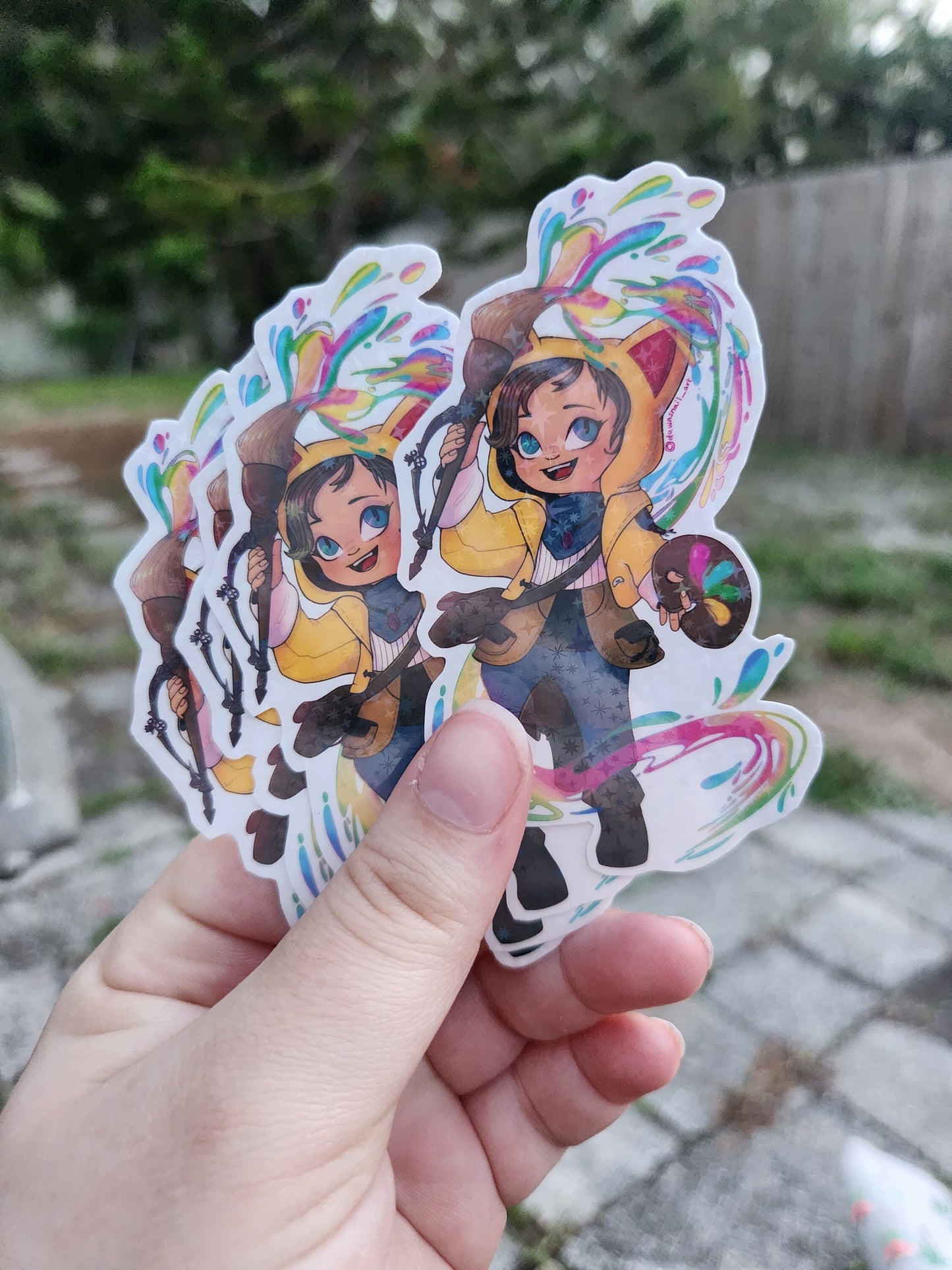 FFXIV Krile Pictomancer Dawntrail Holographic Vinyl Sticker
