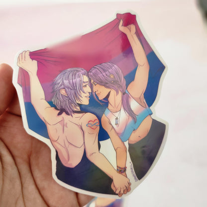 Hythades Pride Sticker | FFXIV Hades & Hythlodaeus | Gay and Bisexual Flags!