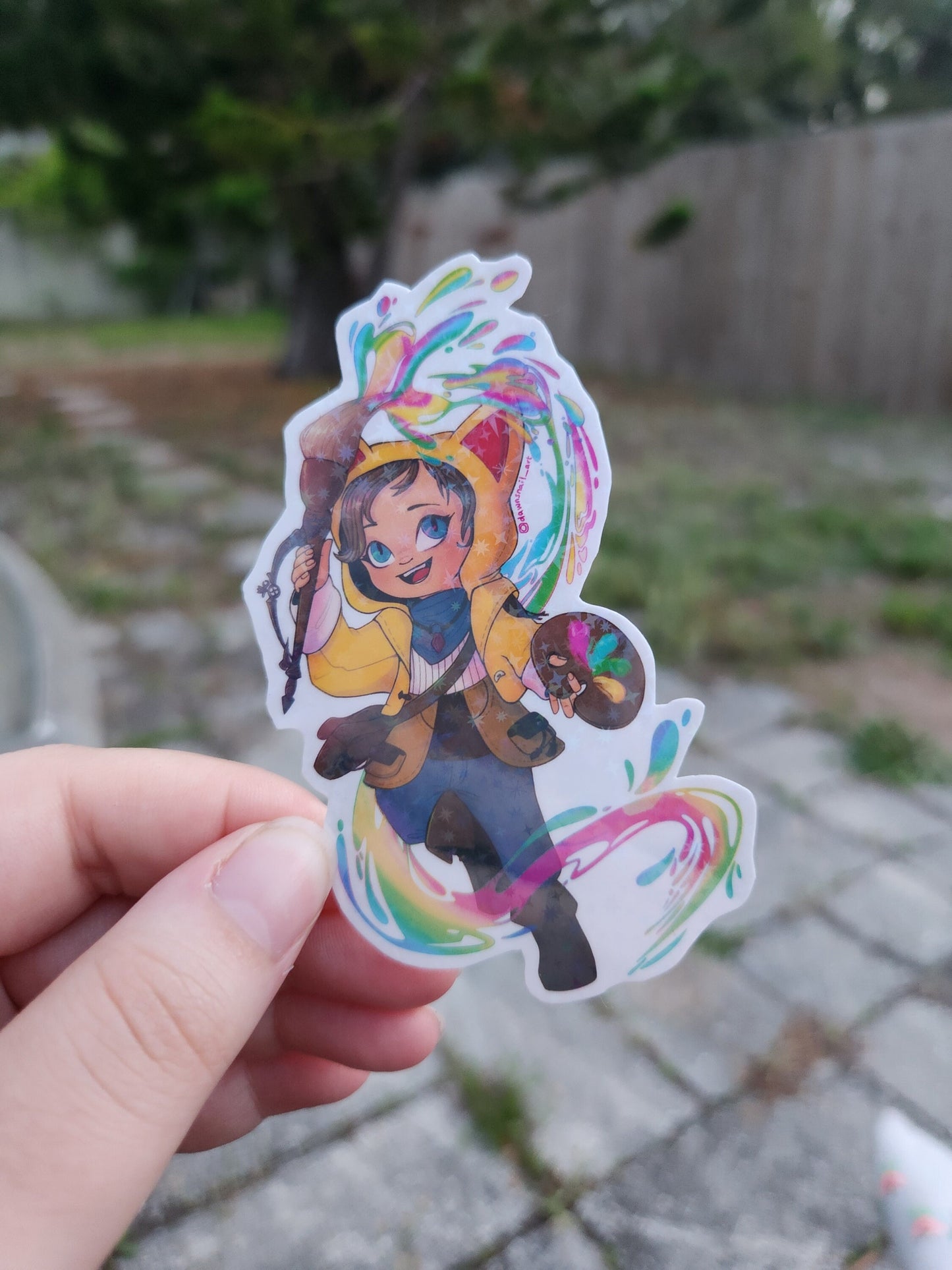 FFXIV Krile Pictomancer Dawntrail Holographic Vinyl Sticker