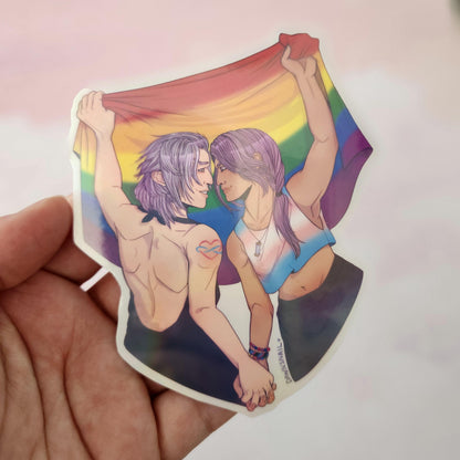 Hythades Pride Sticker | FFXIV Hades & Hythlodaeus | Gay and Bisexual Flags!
