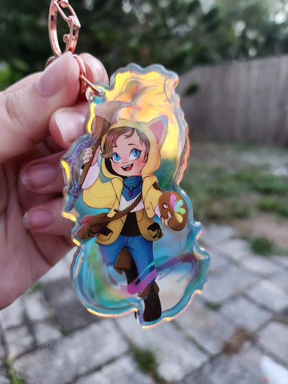 FFXIV Krile Pictomancer Dawntrail Rainbow Acrylic Keychain