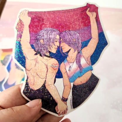 Hythades Pride Sticker | FFXIV Hades & Hythlodaeus | Gay and Bisexual Flags!