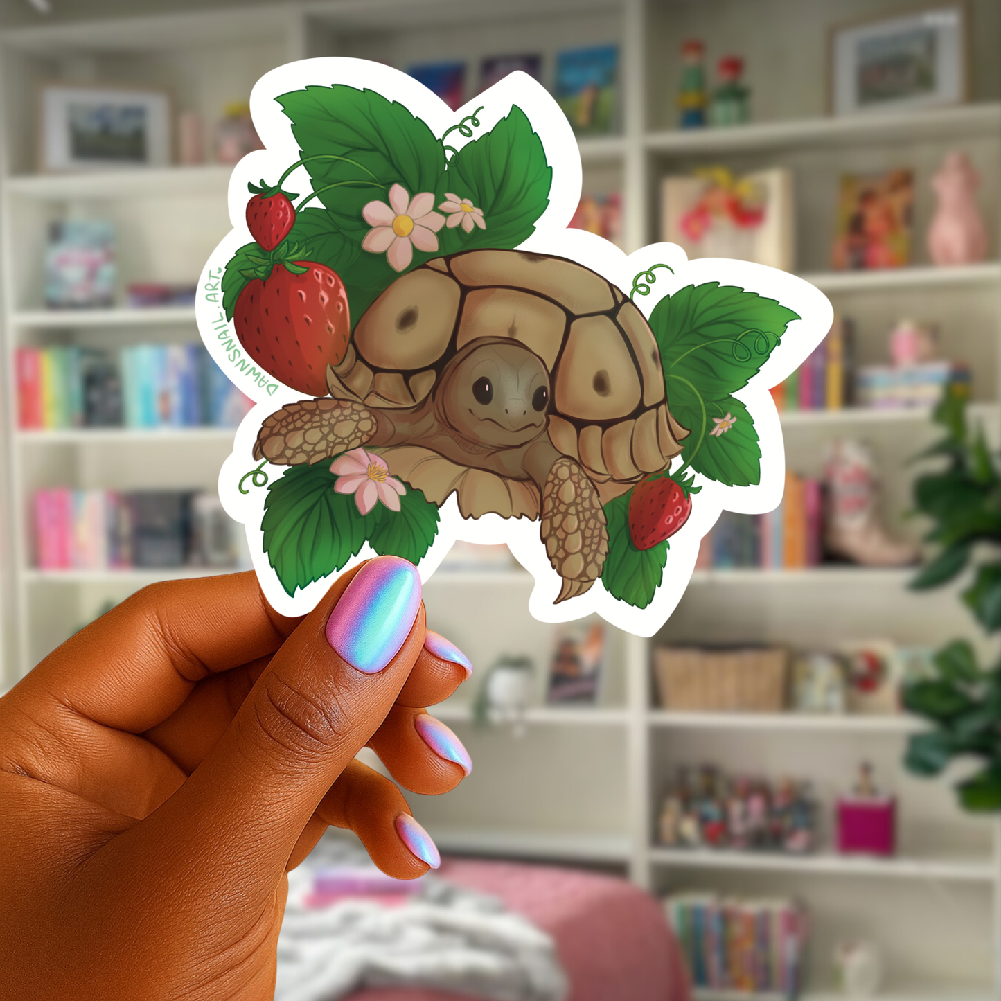 Sulcata Tortoise Strawberry Sticker