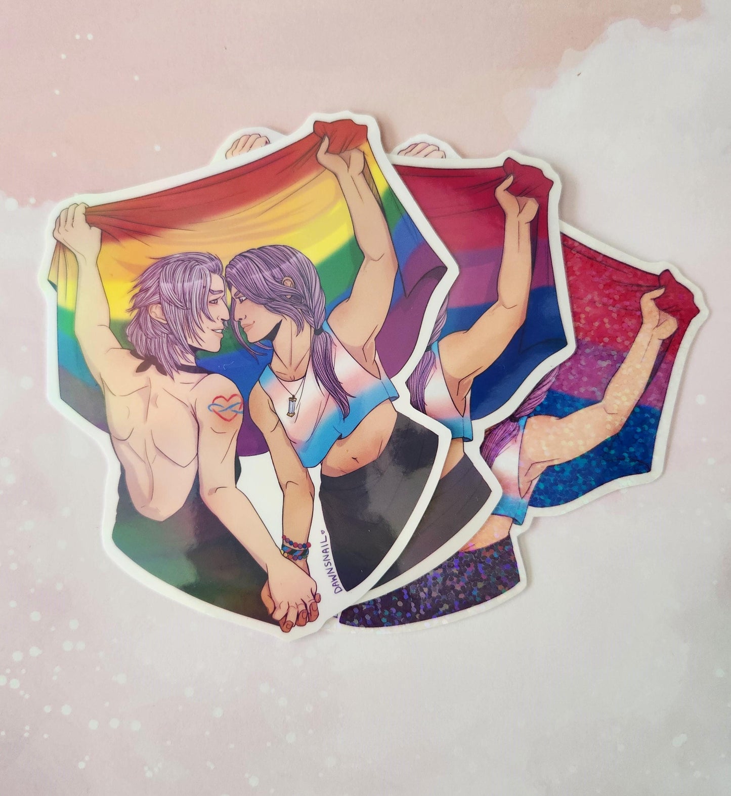 Hythades Pride Sticker | FFXIV Hades & Hythlodaeus | Gay and Bisexual Flags!