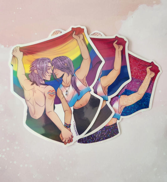 Hythades Pride Sticker | FFXIV Hades & Hythlodaeus | Gay and Bisexual Flags!