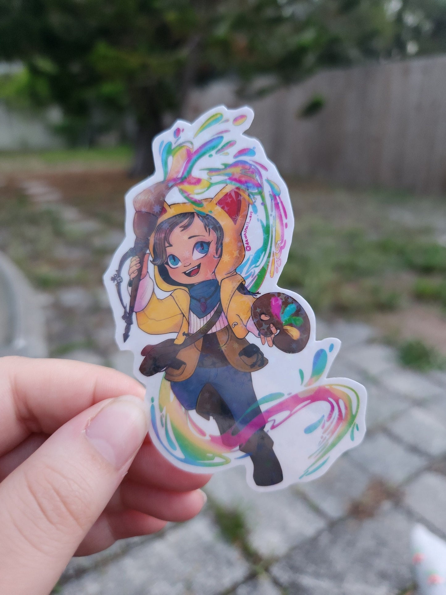FFXIV Krile Pictomancer Dawntrail Holographic Vinyl Sticker