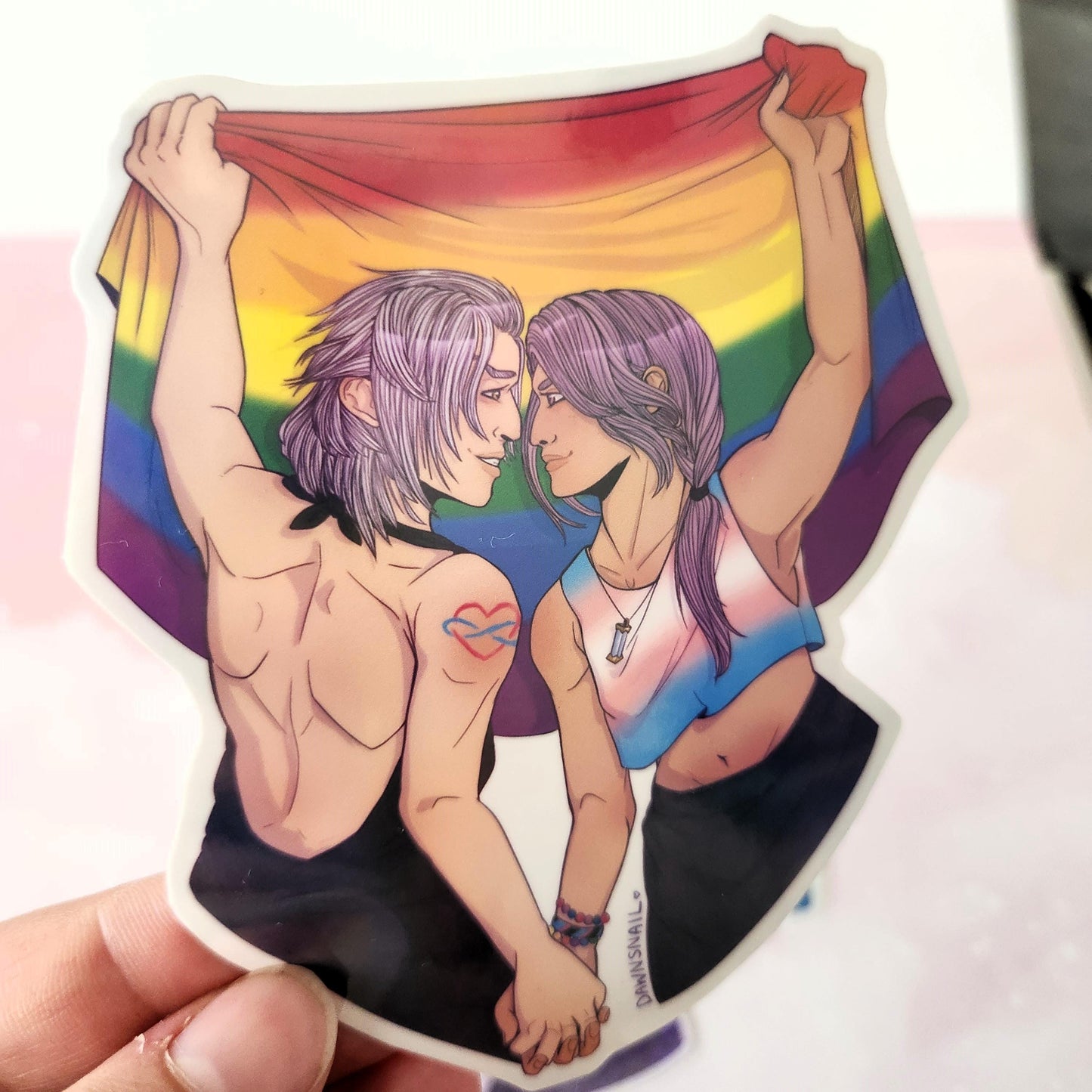 Hythades Pride Sticker | FFXIV Hades & Hythlodaeus | Gay and Bisexual Flags!